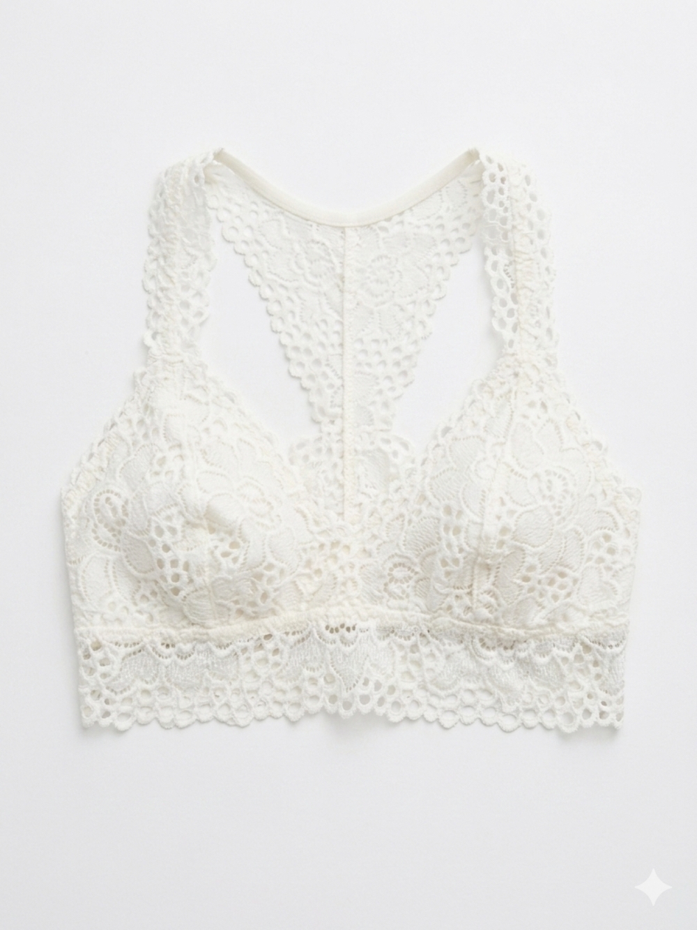 aerie Cream Lace Bralette with Scalloped Edging